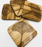 Recycled Gingko patterned Coasters in Bamboo SKU-CG1 to CG4 - Image 8
