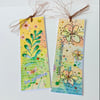 Bookmarks Set of Two,Printed Handfinished Floral Collage Design 
