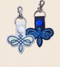 Celtic Dragonfly Keyring - Embroidered Faux Leather Bag Charm - Image 1