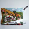 Make up bag or purse in vintage Brigstone Isle of Wight print.