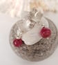 Sterling Silver Textured Square Earrings With Raspberry Quartz Drops  - Image 6