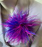 Elsie - Purple Mix Ostrich Feather Style Brooch - Corsage  Lapel 