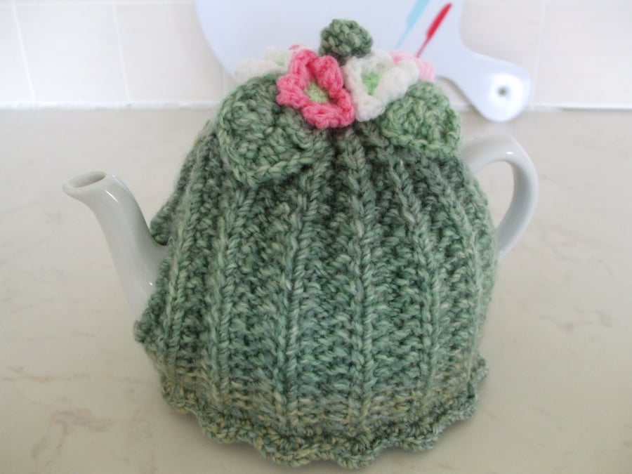 Hand knitted tea cosy 