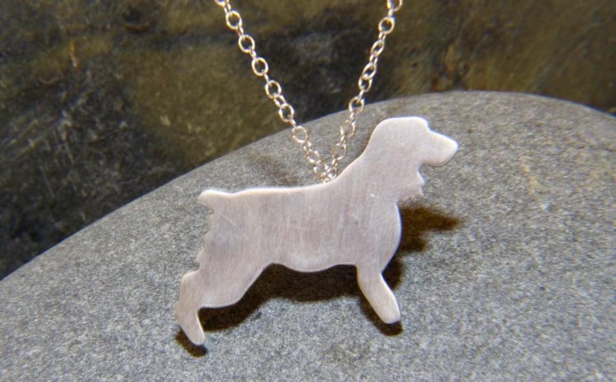 Spaniel Dog Sterling Silver Necklace Pendant