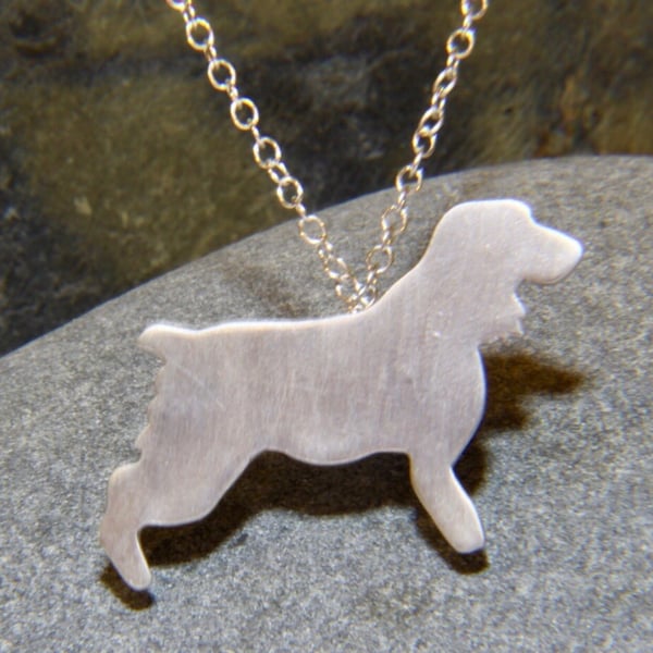 Spaniel Dog Sterling Silver Necklace Pendant