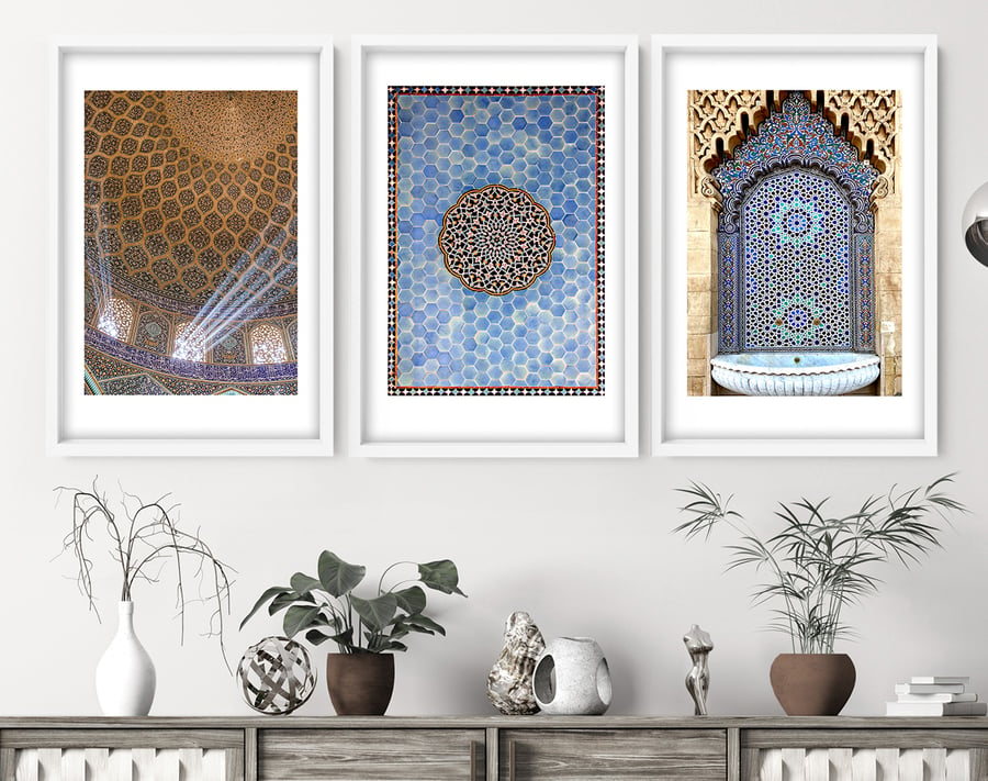 Islamic Art, Muslim Gift, Ramadan Decor, Bismillah Wall Art, Set of 3 Islamic 