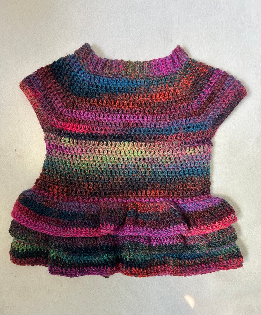 Handmade multicoloured tunic style dress with layered skirt. 