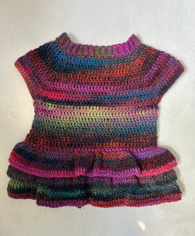 Handmade multicoloured tunic style dress with layered skirt. 