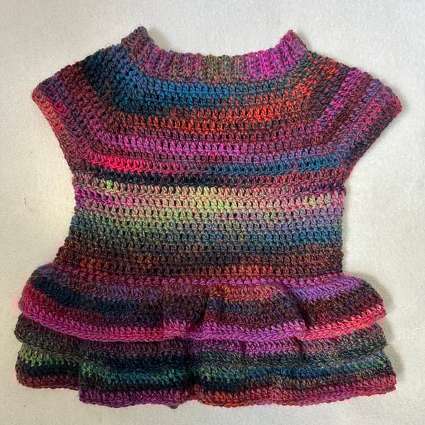 Handmade multicoloured tunic style dress with layered skirt. 