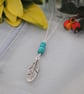 Turquenite & silver leaf long layering necklace - Image 3