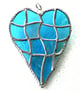 Patchwork Heart Suncatcher Stained Glass Handmade Turquoise Aqua  - Image 1