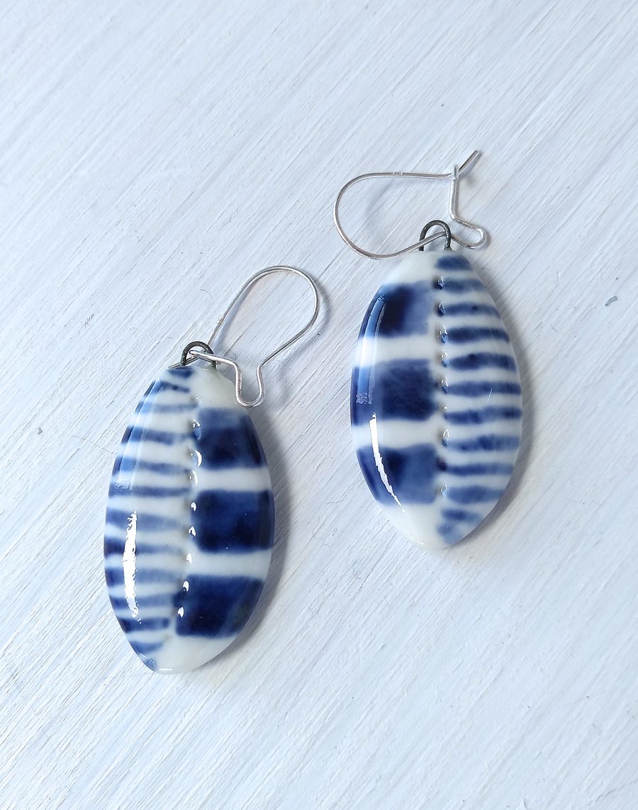 Porcelain drop earrings on sterling silver hooks