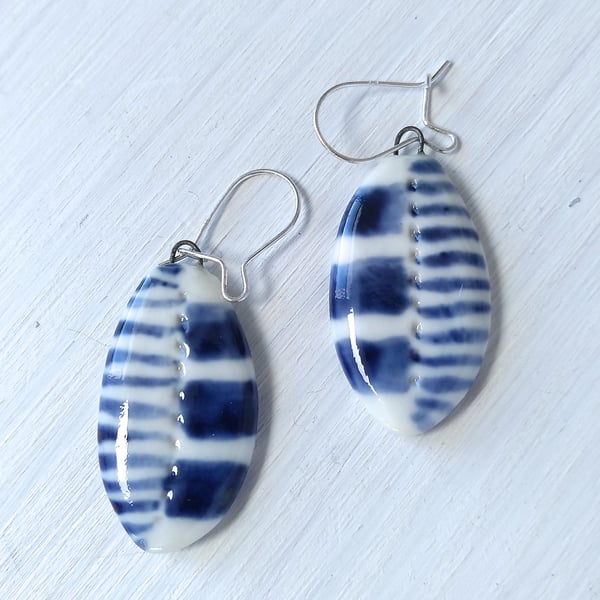 Porcelain drop earrings on sterling silver hooks