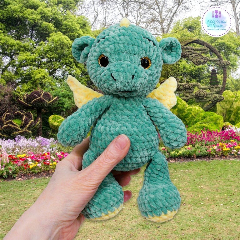 Crochet matcha green dragon soft toy. Dragon plushie. Dragon toy. UKCA tested.