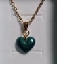 Heart necklace & chain,Small Green resin Heart pendant