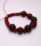 Handmade red and black lamp work glass beads - Image 4