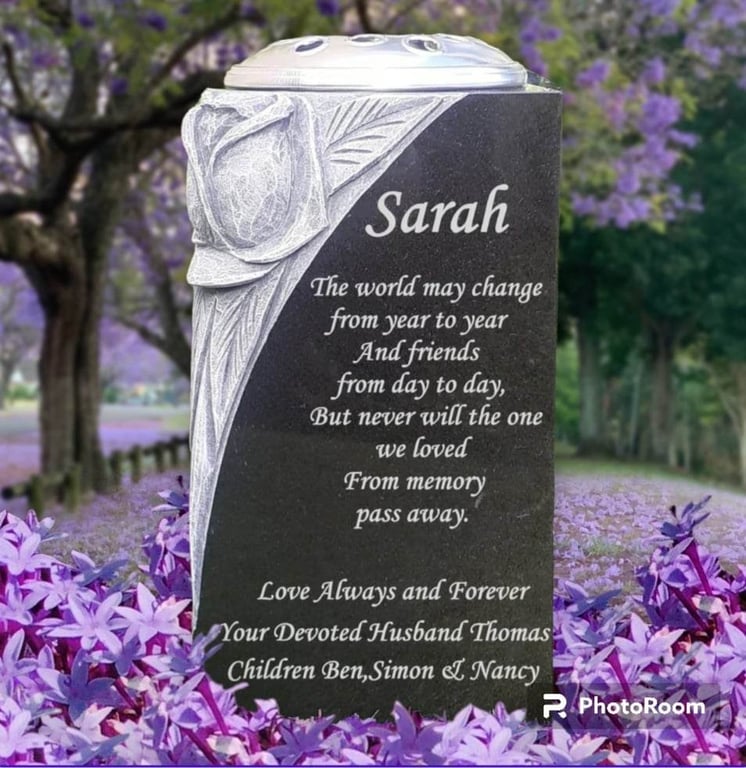 Granite Memorial Vase RoseBowl Grave Flower Pot Cemetery Stone GraveStone Plaque