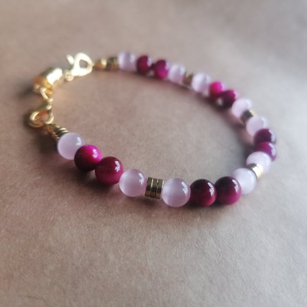 Rosa the pink mix, magnetic connect bracelet. 