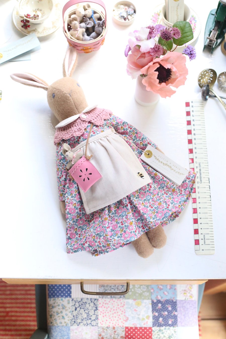 Heirloom Liberty Bunny - Betsy Ann in Dark Pink