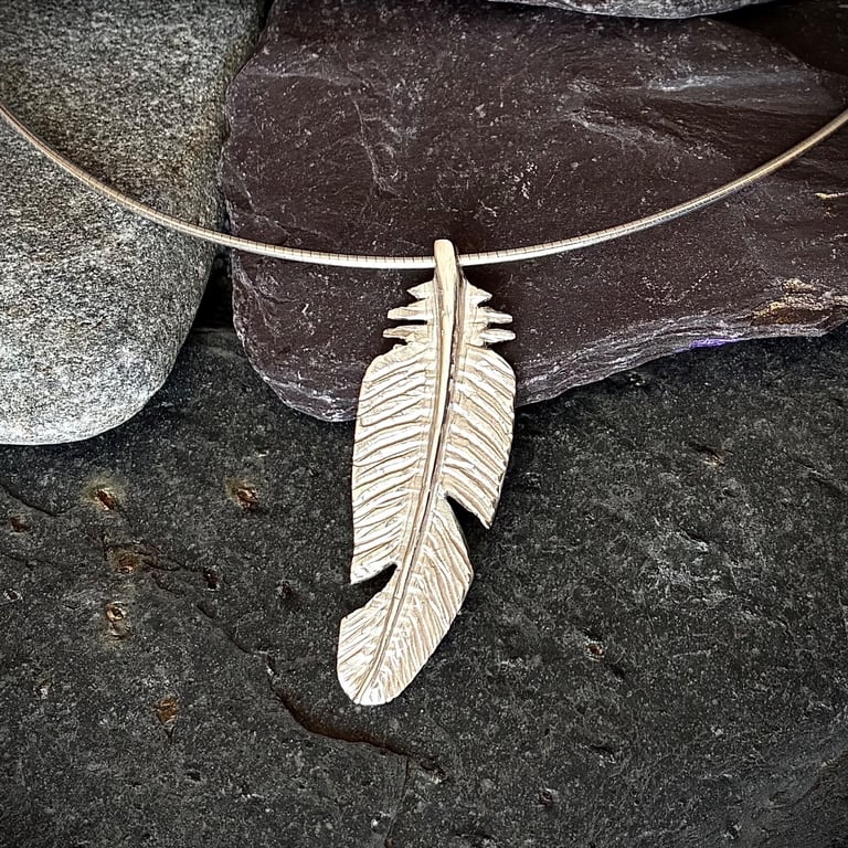 Sterling silver feather pendant