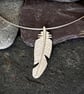 Silver feather pendant