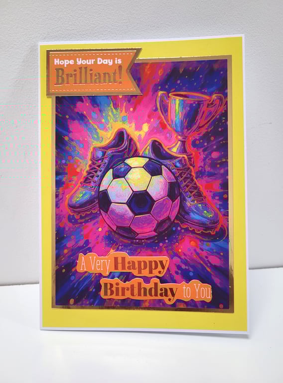 Boys Football Birthday Card - Colourful Football Birthday Card – Boys Kids Sport