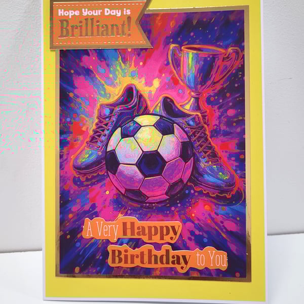 Boys Football Birthday Card - Colourful Football Birthday Card – Boys Kids Sport