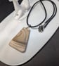Handmade Natural Banded Stone Pendant Necklace - 44cm Cord - Image 1