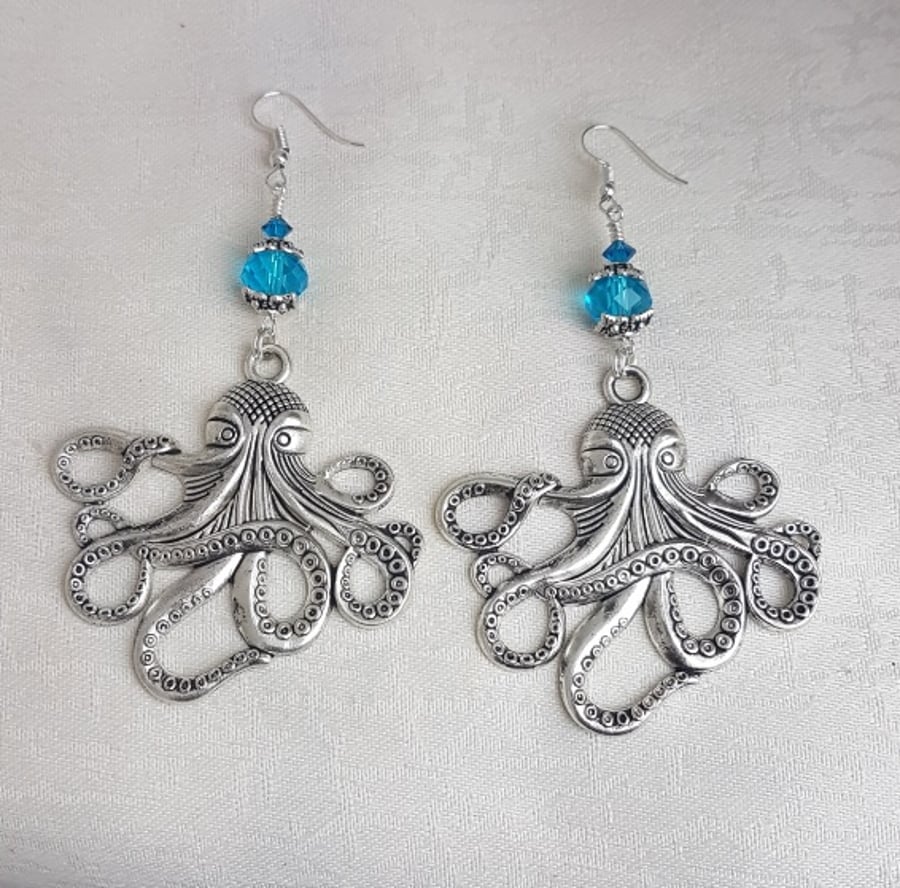 Gorgeous Octopus Large Charm Earrings.