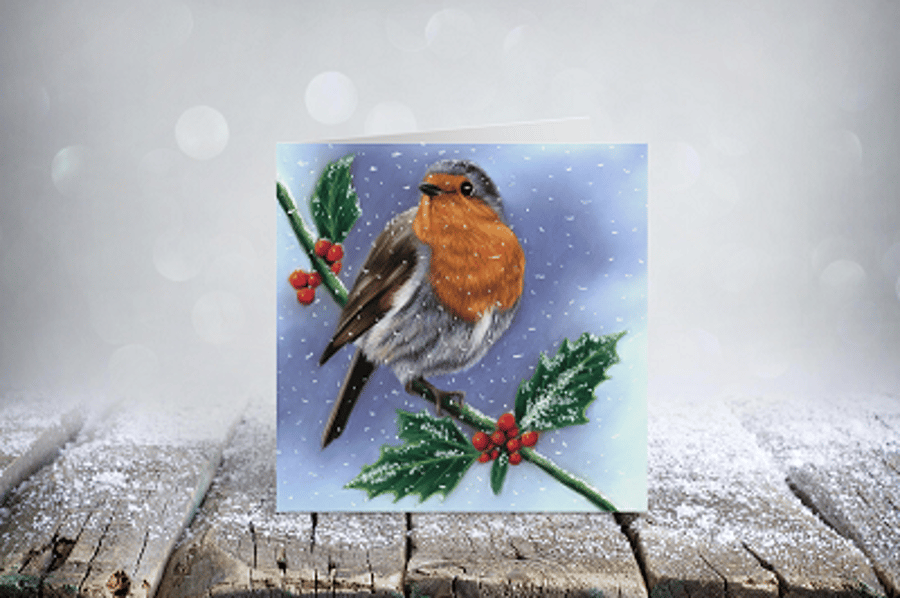 Christmas Card. Winter robin