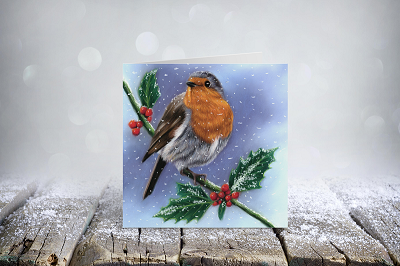 Christmas Card. Winter robin