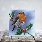 Christmas Card. Winter robin
