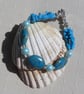 Blue Agate, Howlite & Turquoise Shell Pearl Gemstone Beaded Bracelet "Breonna" - Image 2