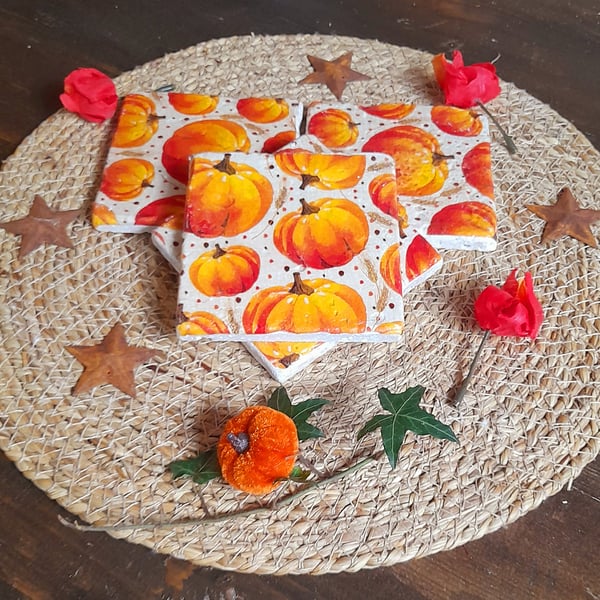 Pumpkin Stone Coasters