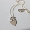  Silver Hammered Heart and Sterling Silver Fine Chain Necklace