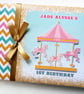 Carousel Birthday guest book, Carnival guest book, pink and gold carousel - Image 1