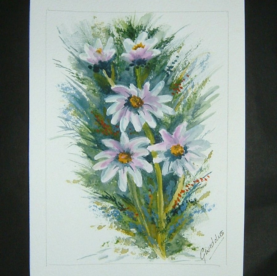 SFA 8x6 Original daisies floral flower watercolour painting 33