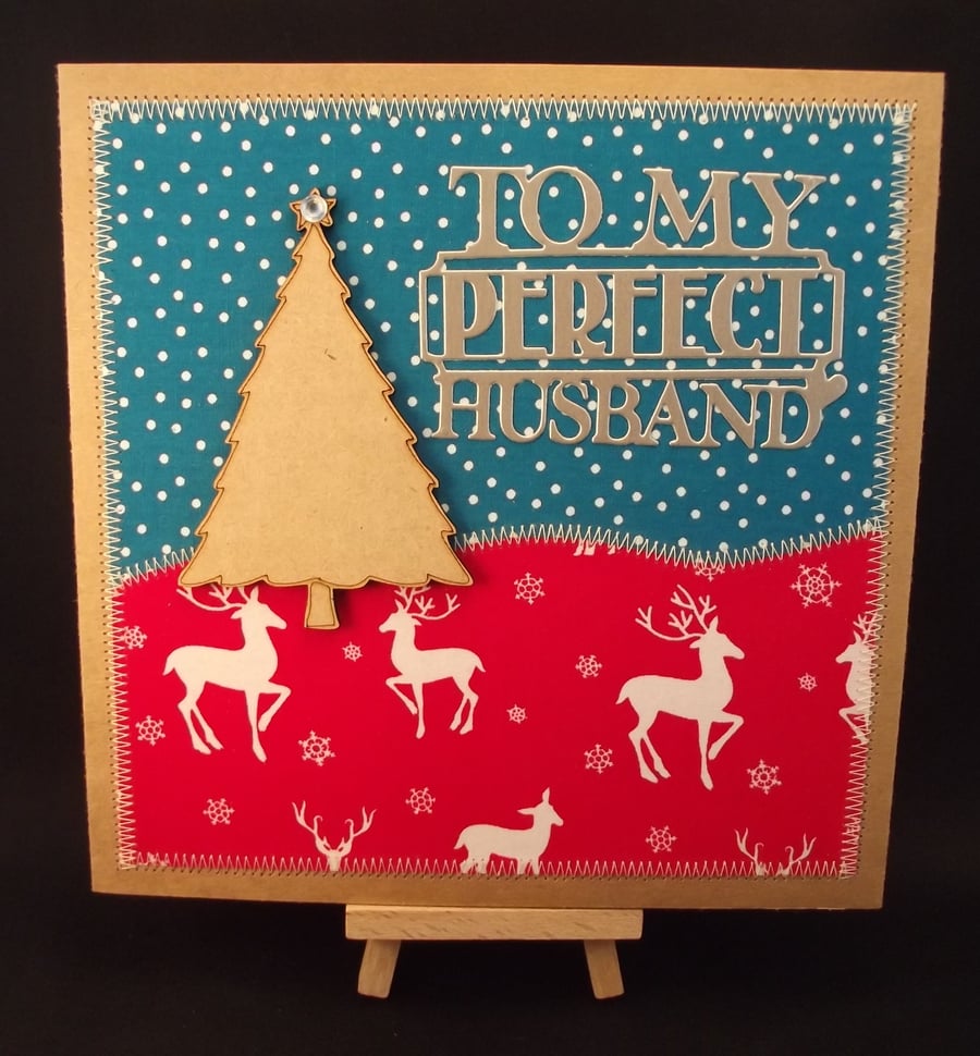 To My Perfect Husband Fabric Christmas card