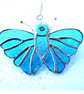 Turquoise Butterfly Suncatcher Stained Glass Handmade  - Image 5
