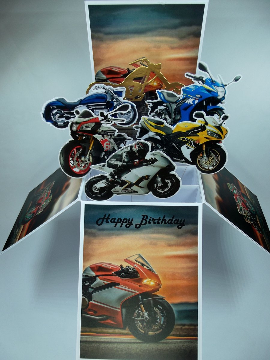 Mens Birthday Card With Motorbikes