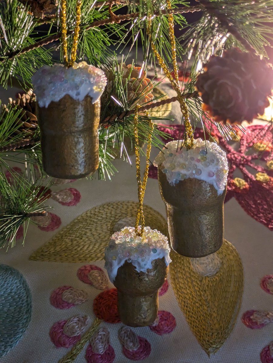 Set of Three Champagne Bubbles Tree Decorations 