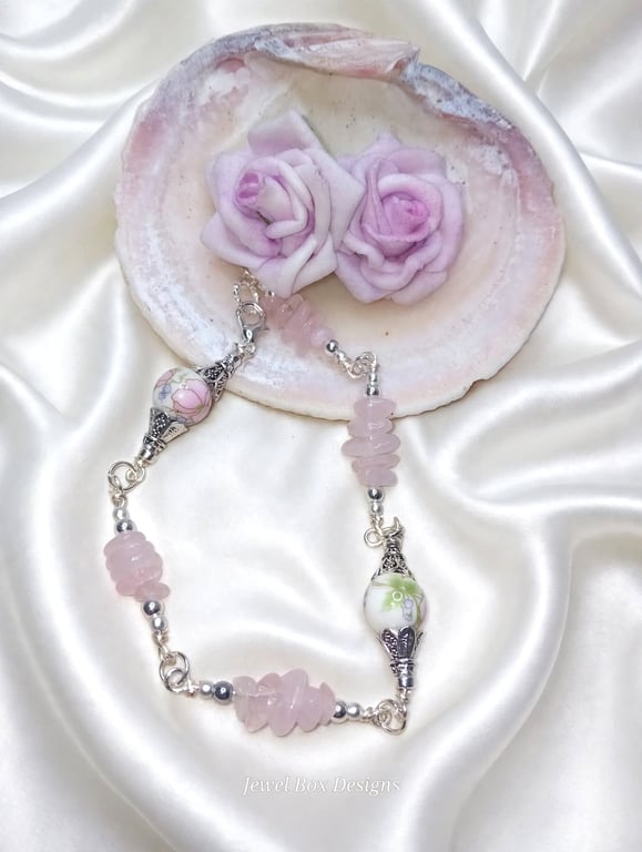 Porcelain & Rose Quartz Bracelet