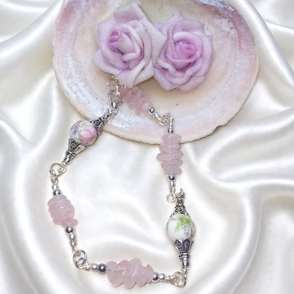 Porcelain & Rose Quartz Bracelet