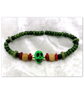 Wooden Surfer's bead bracelet with Green Skull bead - Image 1