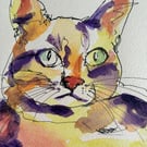 Innocent Cat - original watercolour based on the game 'The Minister's Cat'
