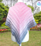 Pink and grey ombre crochet lace cotton shawl. Crochet shawl. Pink grey scarf. - Image 2