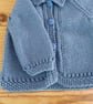 Baby cardigan handmade in denim blue merino wool to fit 3-6 months. - Image 3