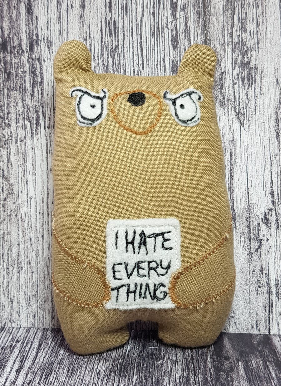 Handmade Bad Day Bear that HATES EVERYTHING