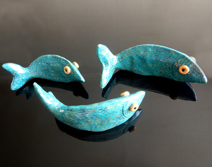 Handmade Ceramic 'Wall Mountable' Fish. Turquoise Colour.