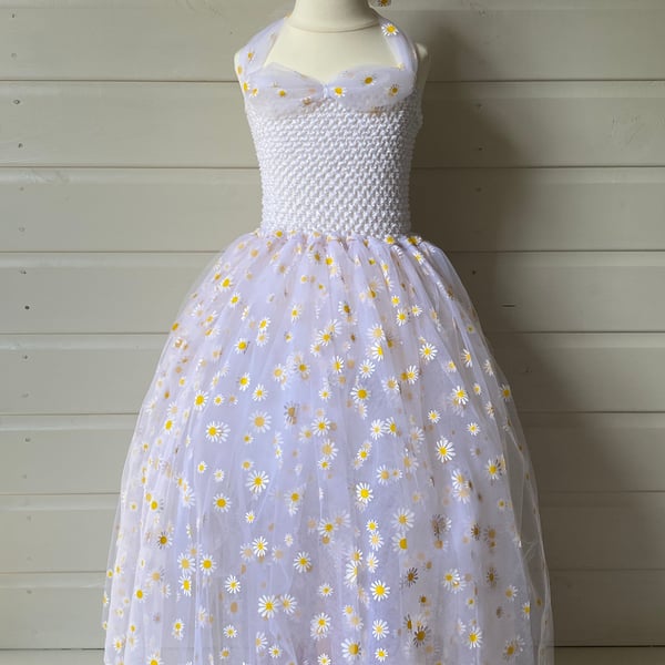 White Daisy Tutu Dress age 2 - 4